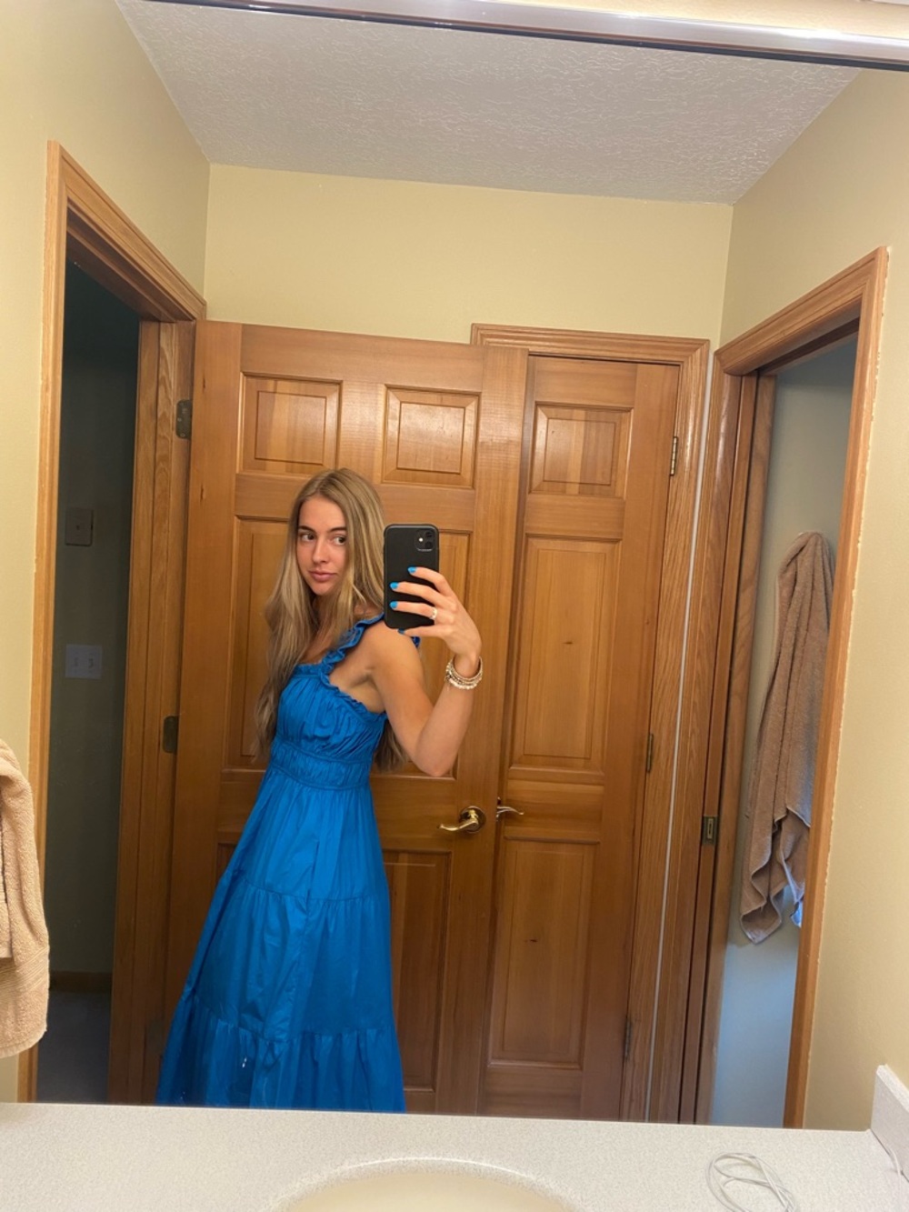 Smocked Royal Blue Maxi Dress
